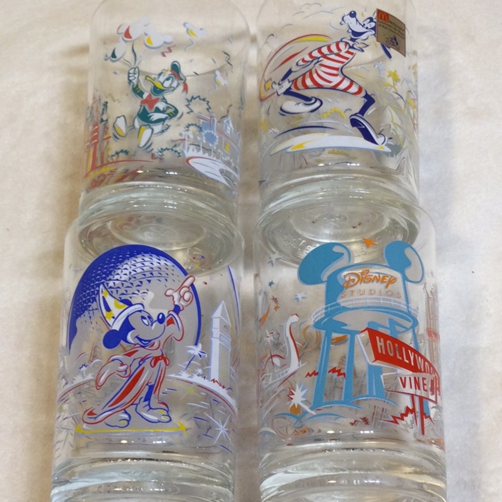DISNEY McDonalds Anniversary Glasses 4 Count Vintage Mickey Goofy Donald Duck - Picture 16 of 16